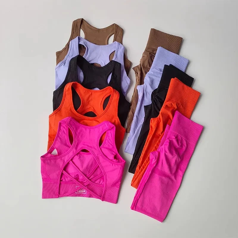 Conjunto Deportivo Seamless Mujer Sin Costuras — Top y Leggings