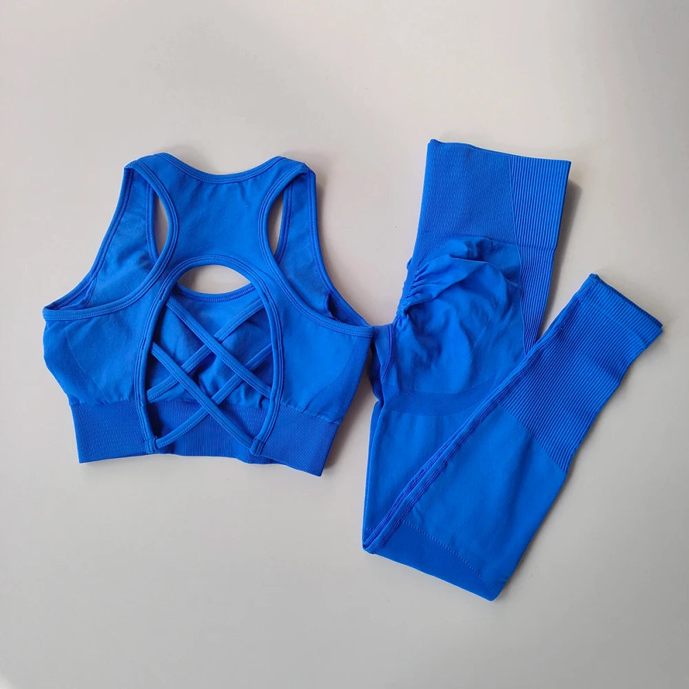 Conjunto Deportivo Seamless Mujer Sin Costuras — Top y Leggings