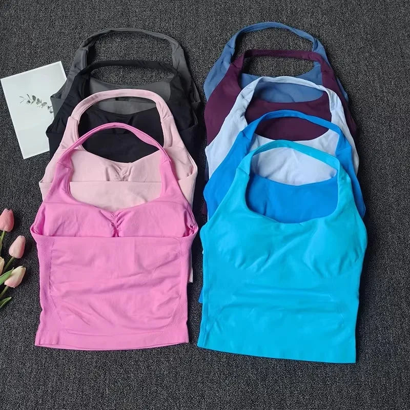 Top Deportivo Halter Espalda Descubierta con Relleno Mujer
