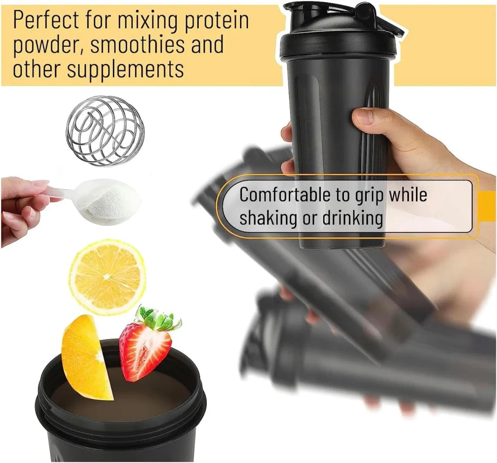 Coctelera de Proteina 600ml Antifugas con Bola Mezcladora